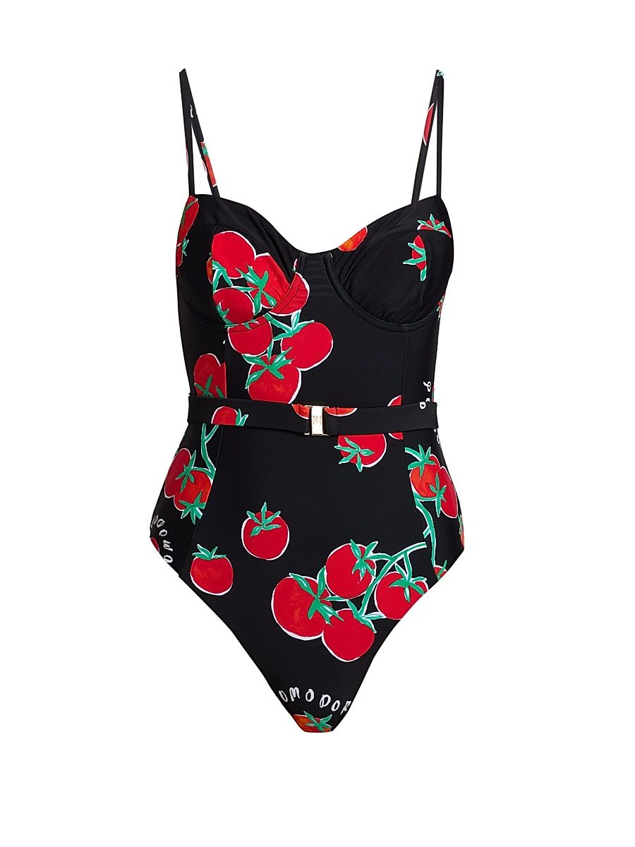 Women's Pomodoro Belted One-Piece Swimsuit - Size Small