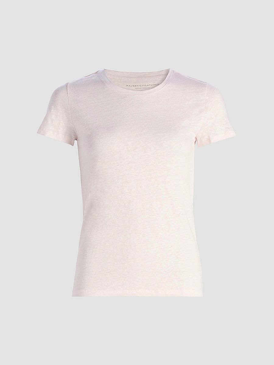 Majestic Filatures Women's Stretch-Linen T-Shirt - Eau De Rose - Size Large