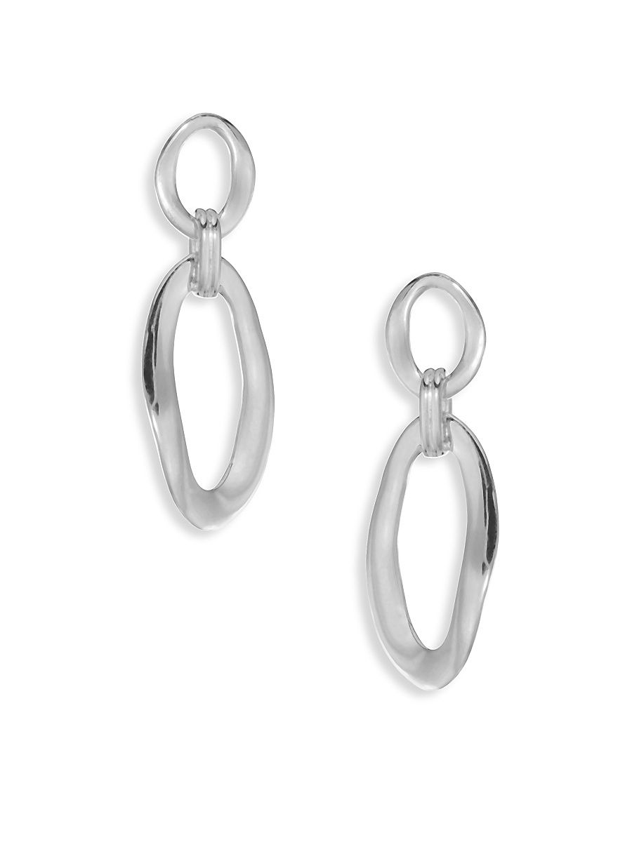 Women's Classico Mini Sterling Silver Smooth Snowman Double-Drop Earrings - Silver