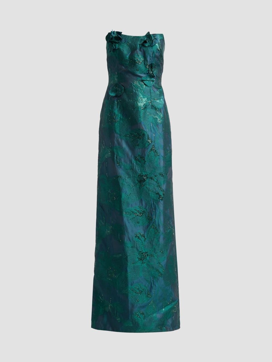 Rene Ruiz Collection Women's Strapless A-Line Fil Coupe Gown - Emerald Navy - Size 14