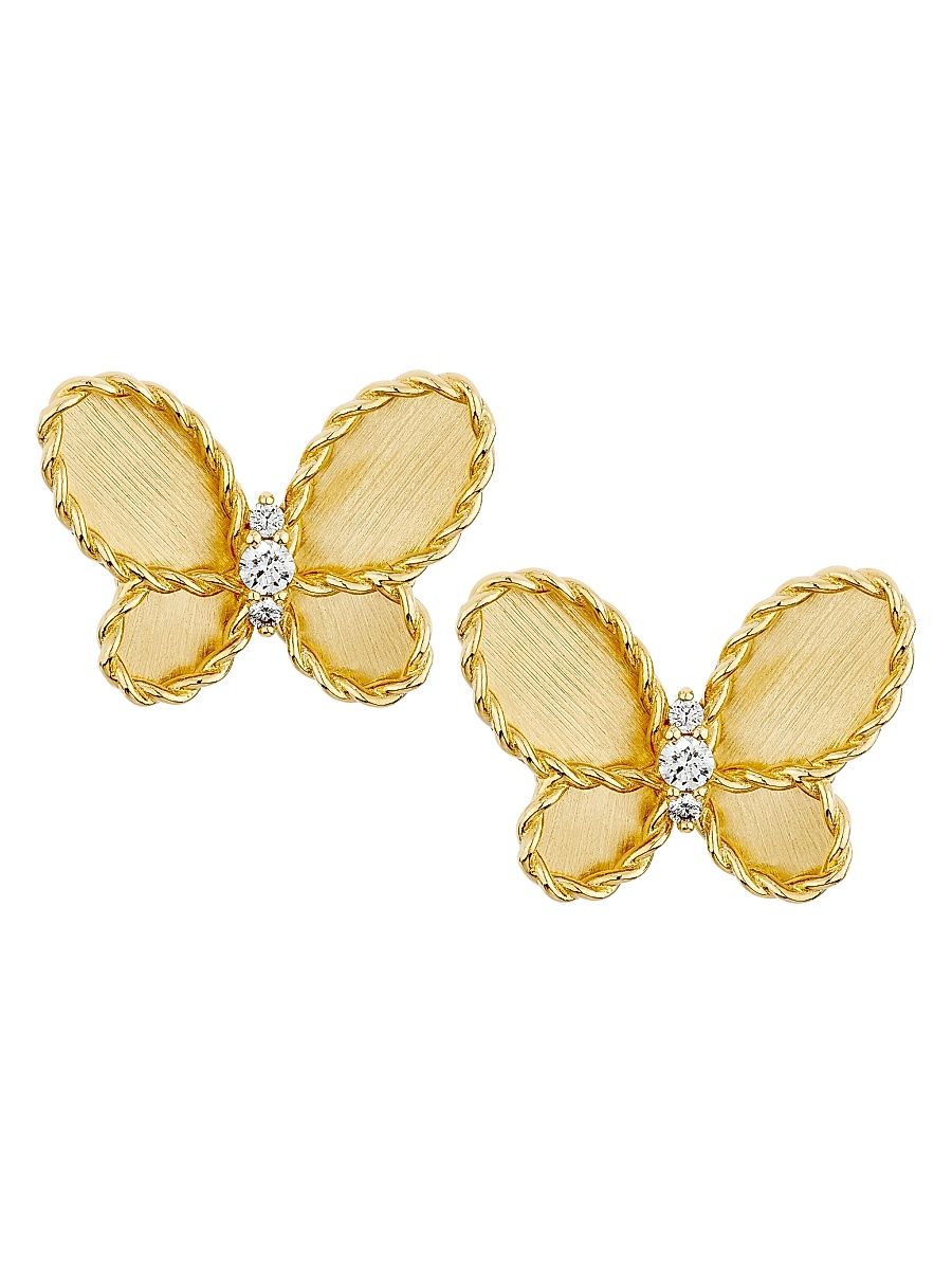 Women's Jasmine 18K Yellow Gold & 0.09 TCW Diamond Butterfly Earrings - Yellow Gold