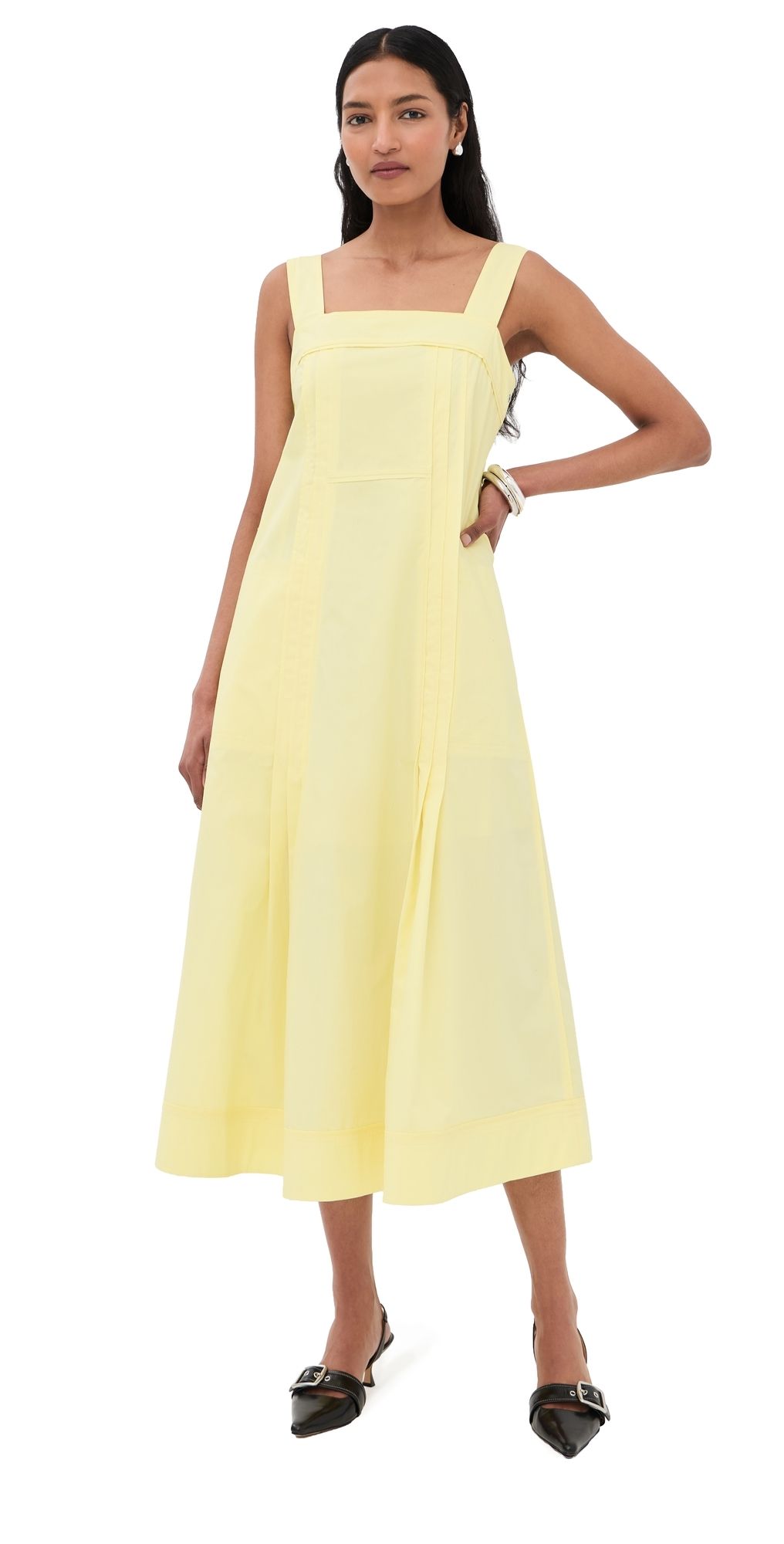 3.1 Phillip Lim Square Neck Structured Cotton Midi Dress Yuzu 10