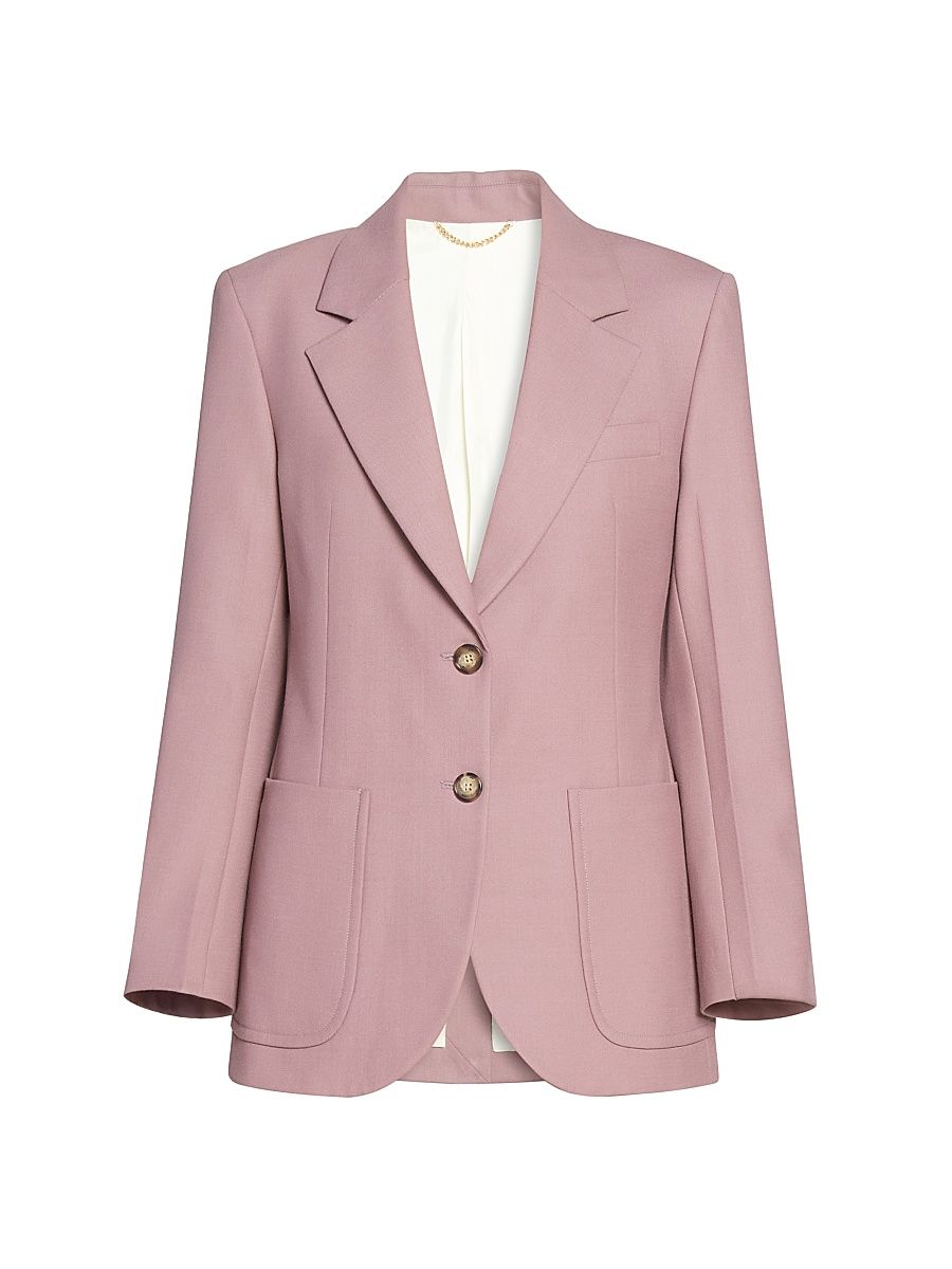 Women's Cotton Twill Patch Pocket Single-Breasted Jacket - Mauve - Size 4