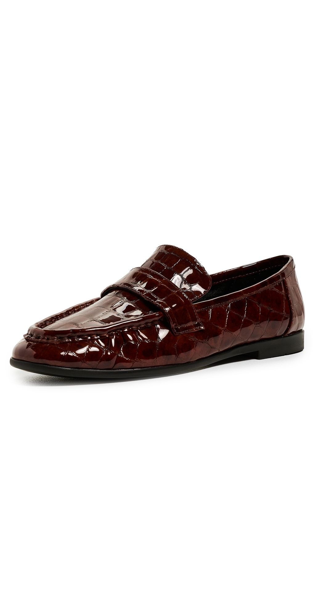 Black Suede Studio Arrow Loafers Cinnamon Croc Patent Leather 36