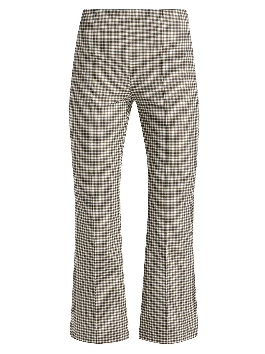 Women's Niki Gingham Crop Kick Flare Pants - Tapenade Gingham - Size XXS