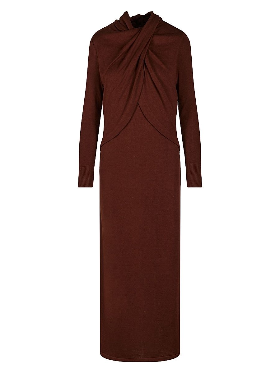 Women's Candelaria Celestial Silence Draped Cotton Maxi Dress - Chocolate - Size Large