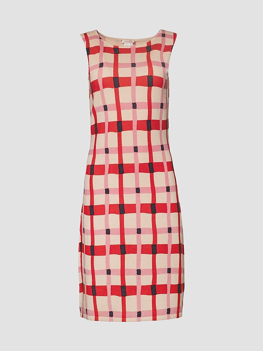 Women's Swan Sheath Midi Dress - Pink Red Multi - Size XL
