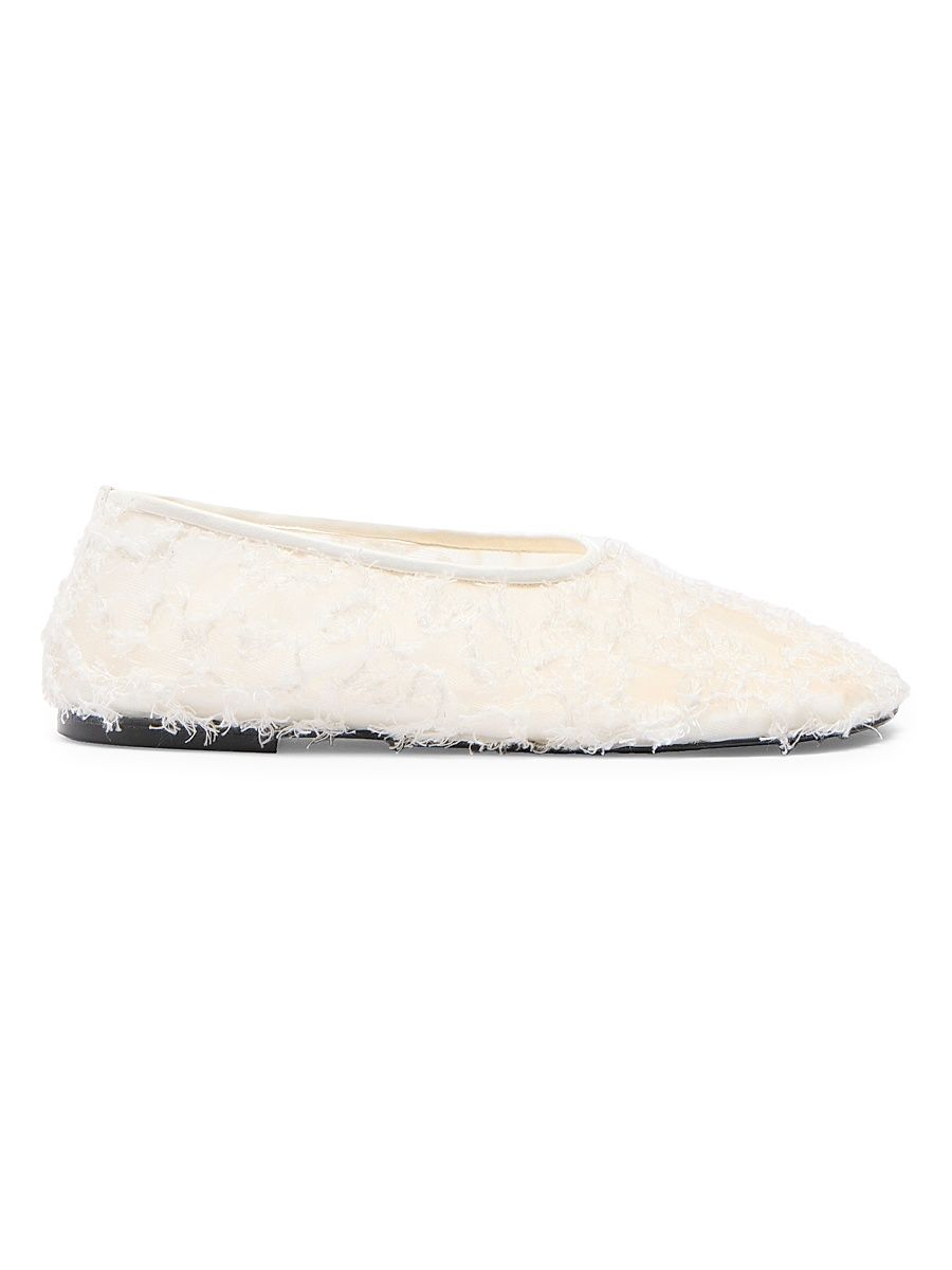 Women's Glove Tweed-Lace Flats - White - Size 11