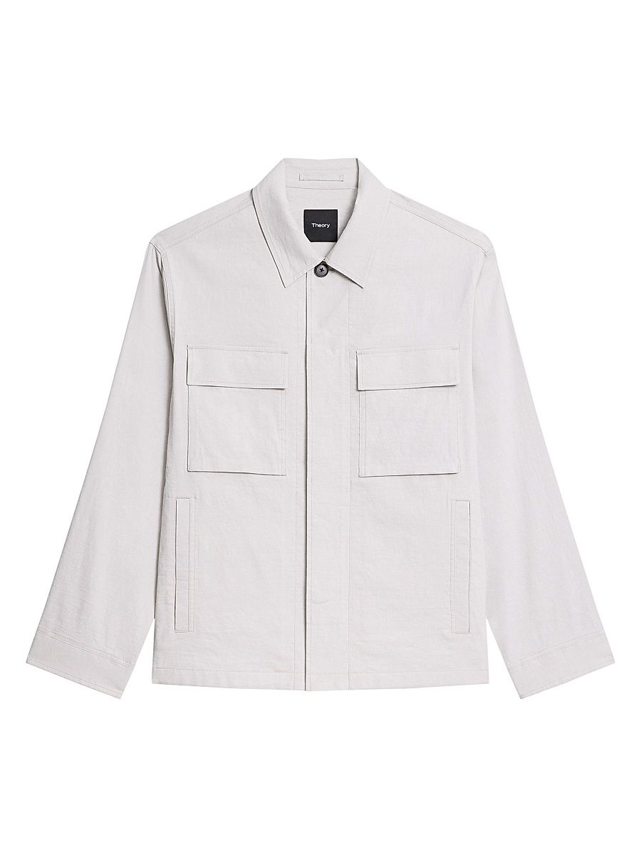 Men's Mod Field Linen-Blend Jacket - Silver Cloud - Size XL