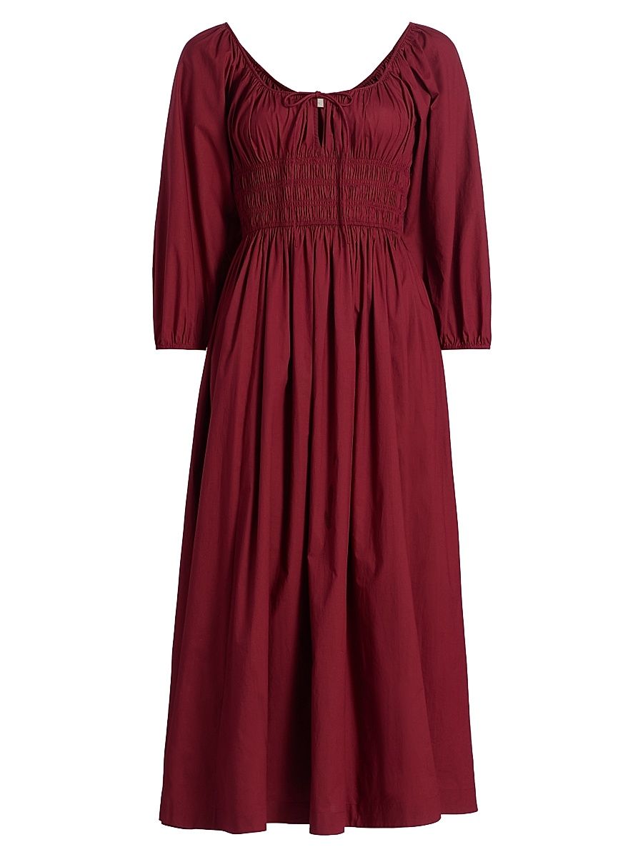 Women's Quintessa Cotton Midi-Dress - Deep Crimson - Size XXS