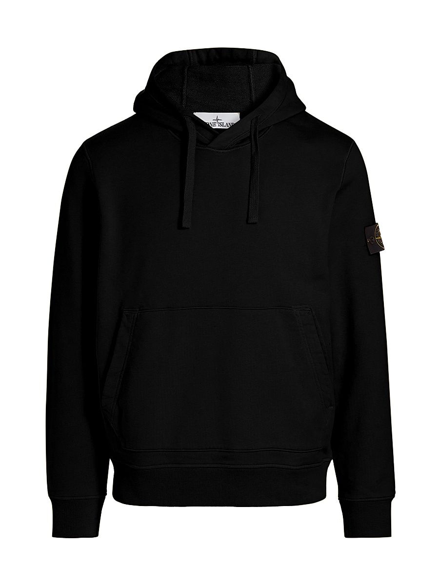 Men's Cotton Fleece Hoodie - Black - Size Small