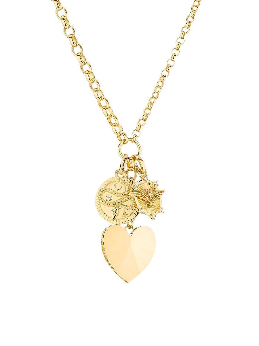 Women's Wholeness & Vivacity 18K Yellow Gold & 0.028 TCW Diamond Triple Pendant Necklace - Yellow Gold