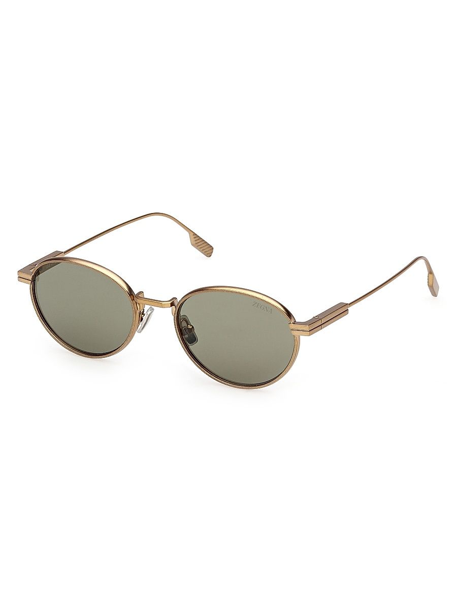 Men's 52MM Round Sunglasses - Palladium Green