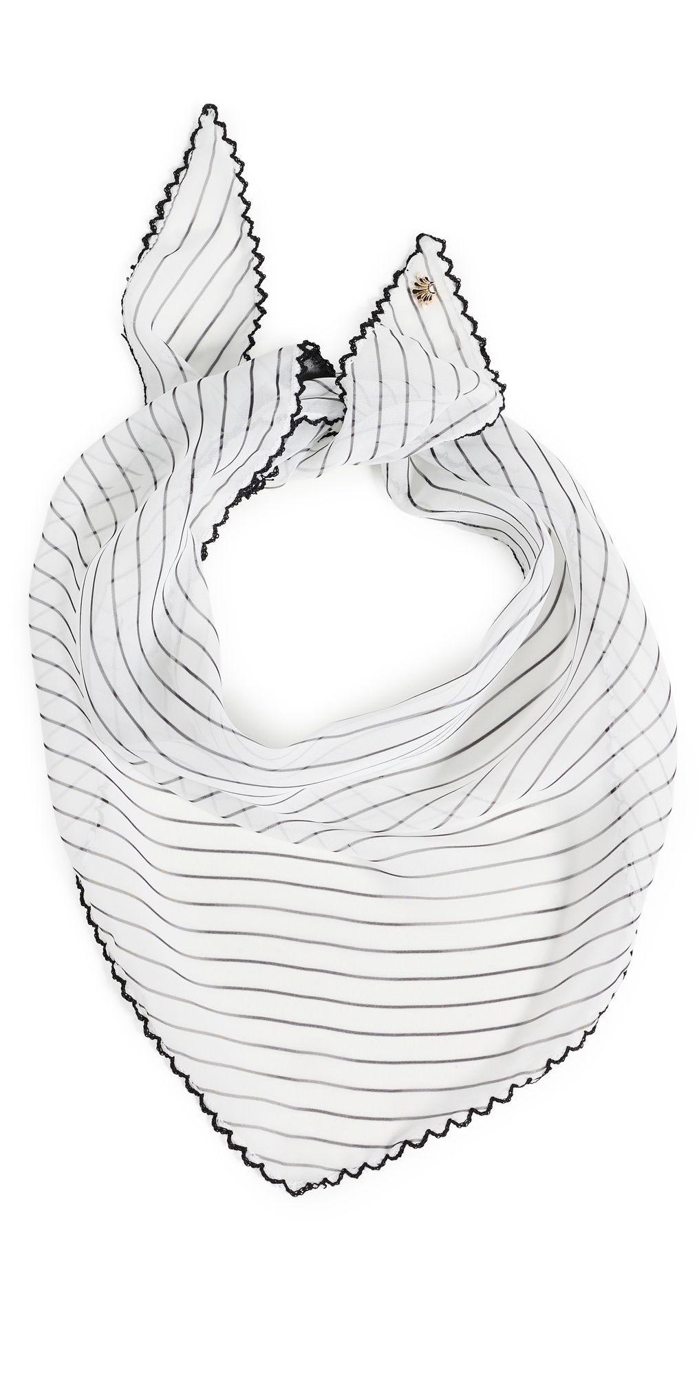 Lele Sadoughi Trim Triangle Scarf Ivory Stripe One Size