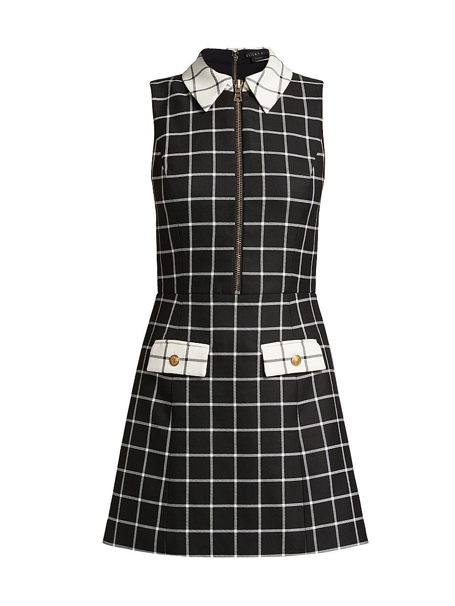 Women's Ellis Check Minidress - Black Off White - Size 14