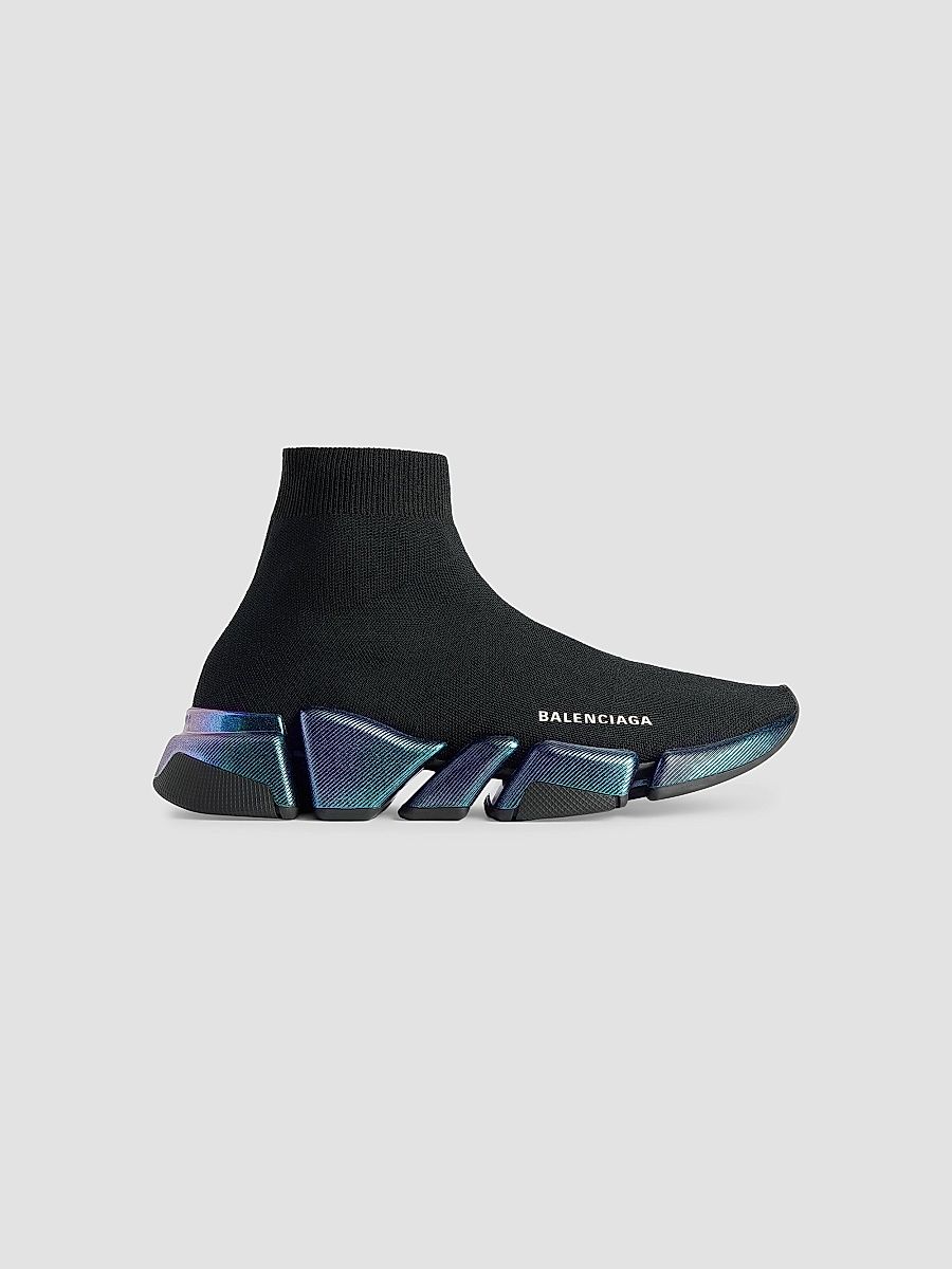 Balenciaga Men's Speed 2.0 Iridescent Sneakers - Black - Size 14