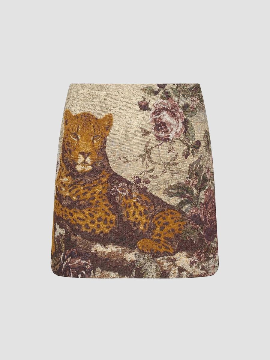 L'AGENCE Women's Marseille Leopard-Print Mini Skirt - Multi Leopard Tapestry - Size 12