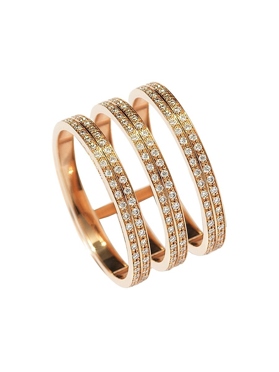 Women's Berbere 18K Rose Gold & 1.48 TCW Triple-Band Ring - Pink Gold - Size 8.25
