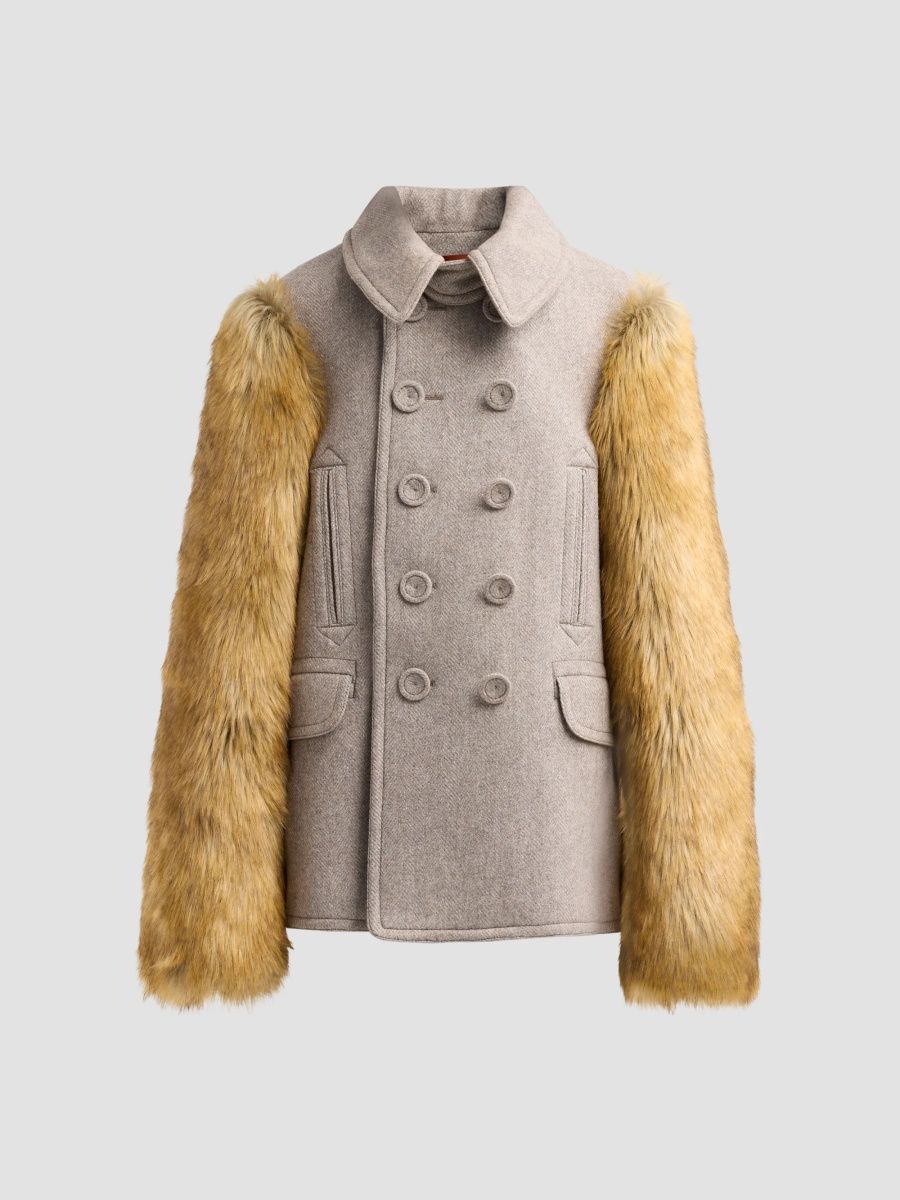 Altuzarra Women's Jordan Wool Double-Breasted Coat - Tahini Melange - Size 12