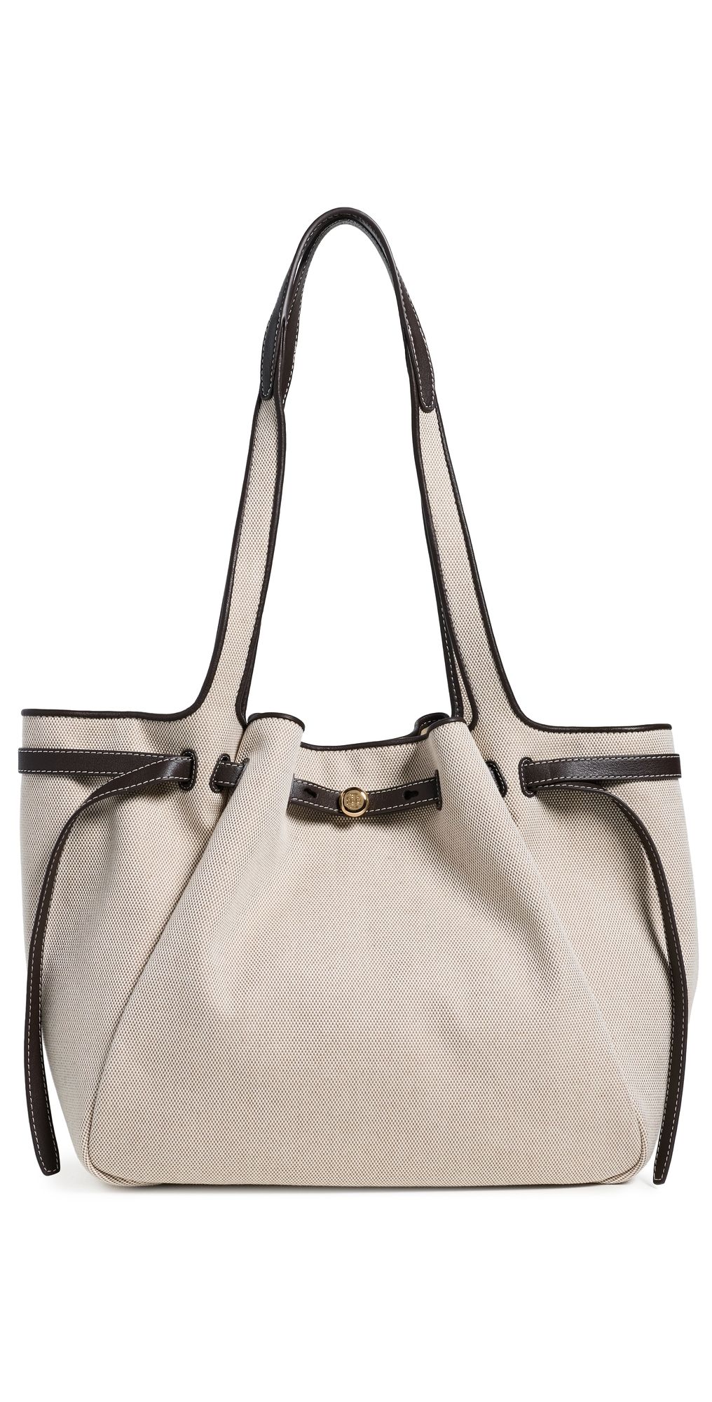 Tory Burch Romy Canvas Tote Dusty Almond/Bianco White One Size