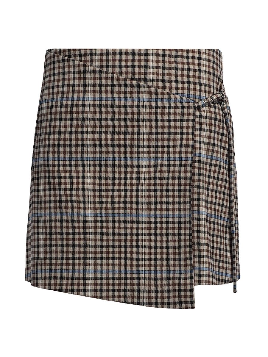 Women's Nial Plaid Miniskirt - Mocha Check - Size Large