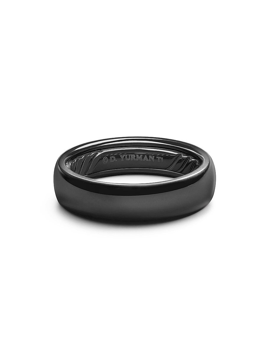 Men's DY Classic Band Ring in Black Titanium - Black - Size 5