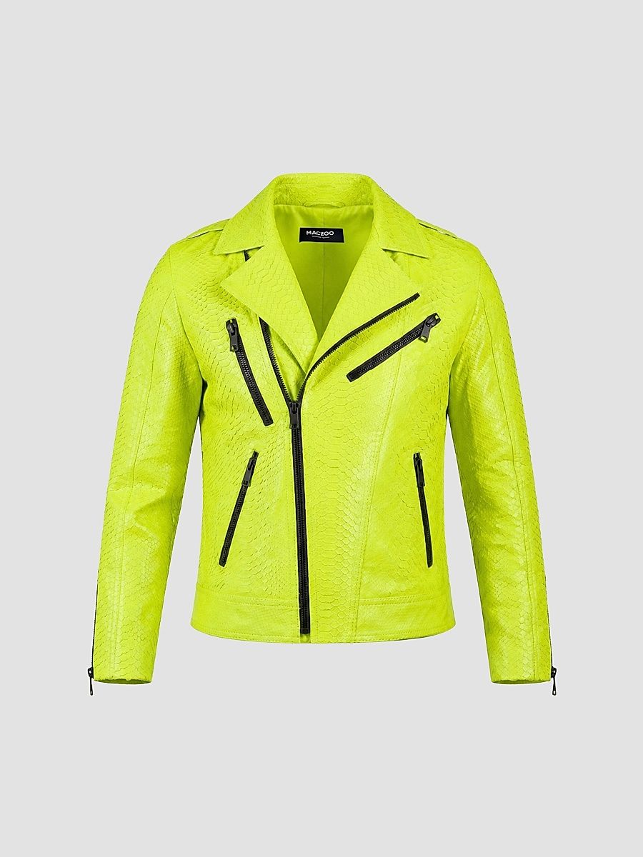 Men's Python Leather Jacket - Yellow - Size XL