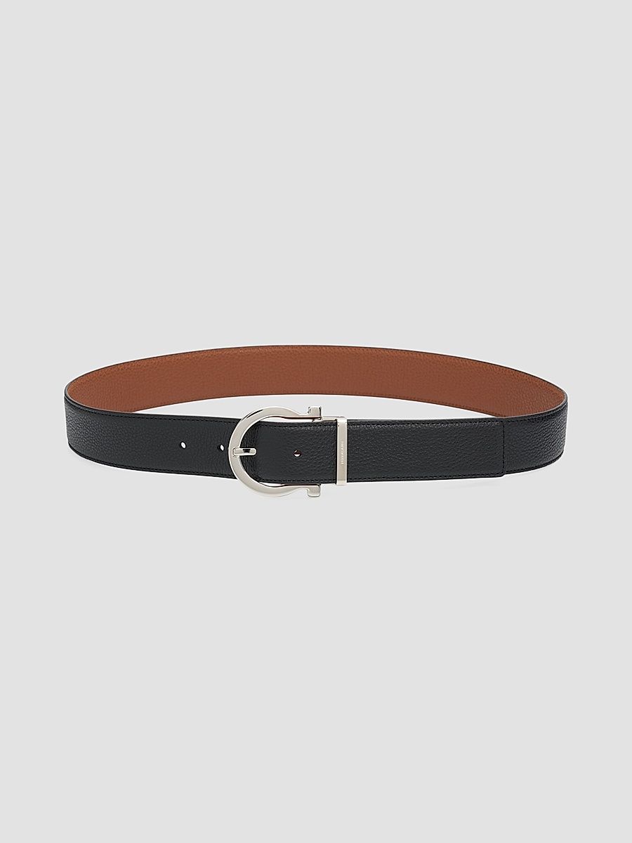 Women's Donna Reversible Leather Belt - Nero New Cognac - Size Medium