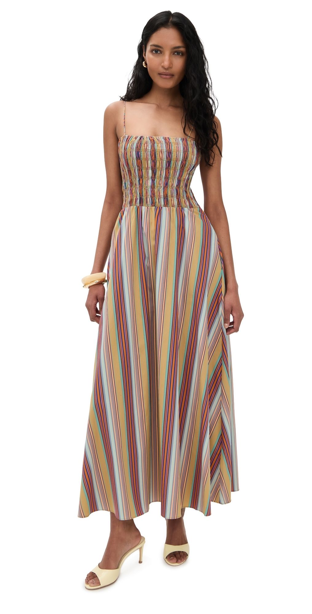 FAITHFULL Anniken Maxi Dress Agua Stripe/Mustard 10