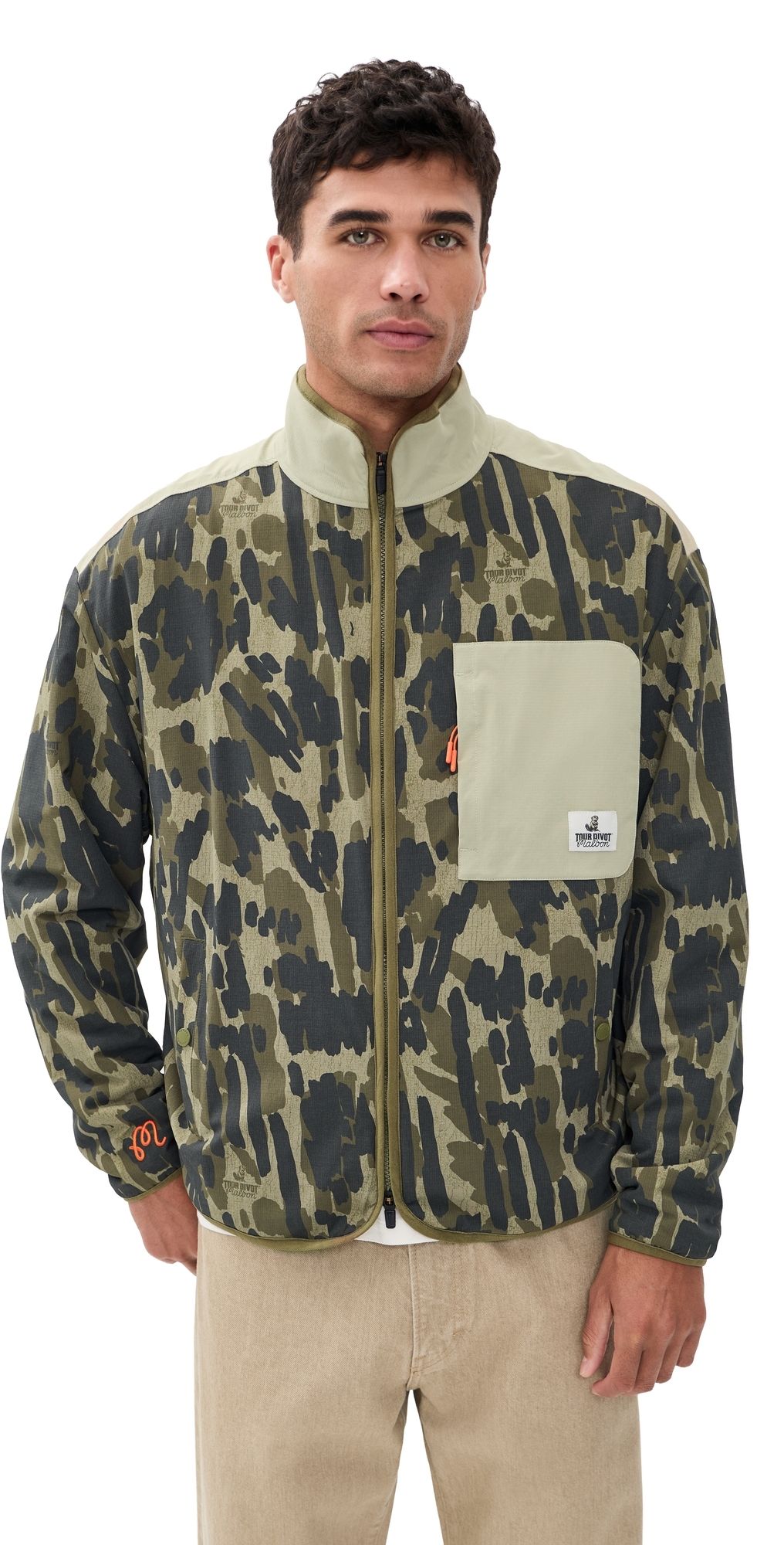 Malbon Golf Tour Divot Camo Sherpa Jacket Bark Camo L