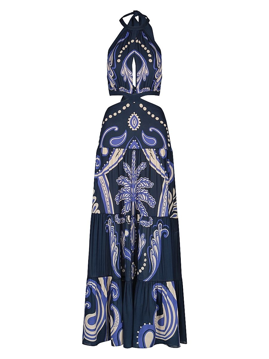Women's Vintage Bloom Maxi Dress - Navy Ecru - Size 6