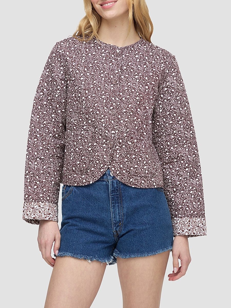 Women's The Cropped Rowan Jacket - Ditsy Thistle Brown - Size XXL