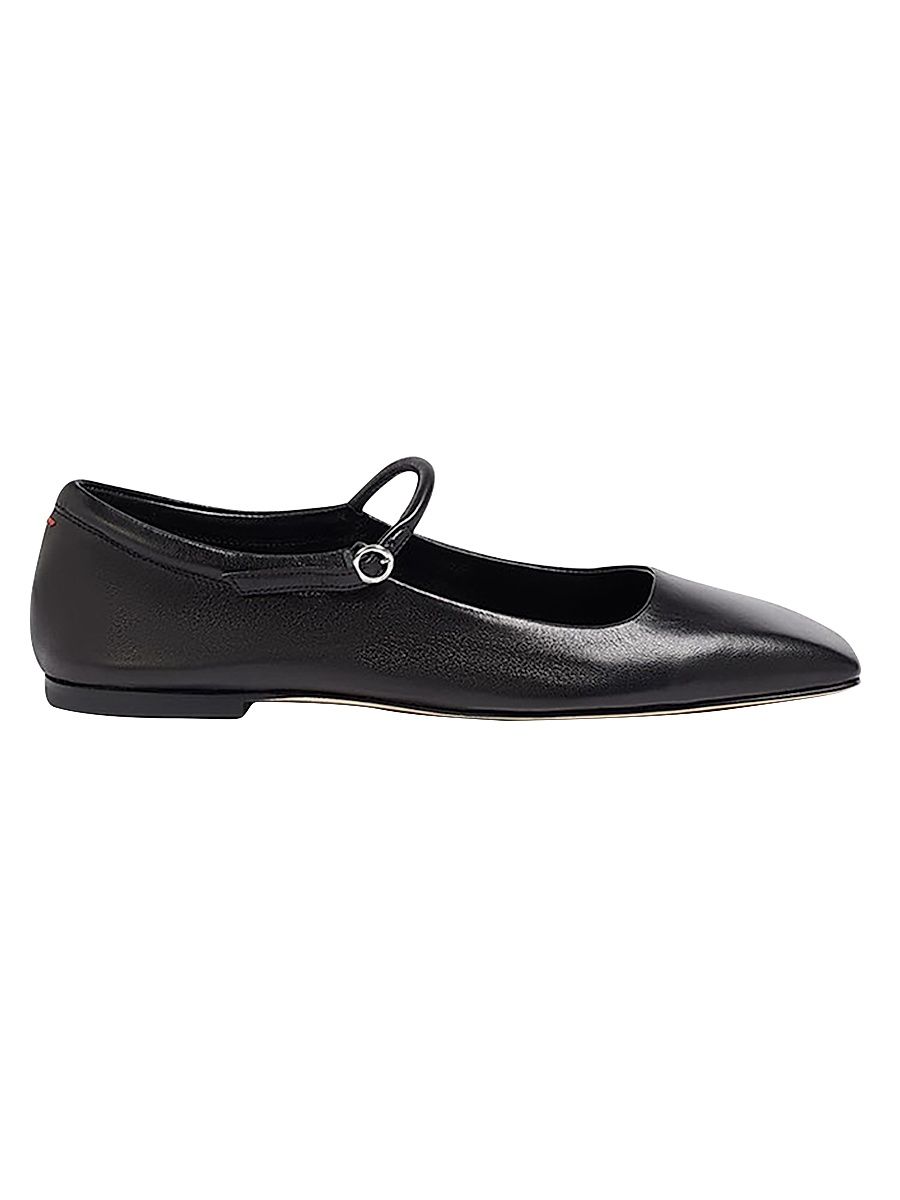 Women's Uma Leather Mary Jane Ballerina Flats - Black - Size 10