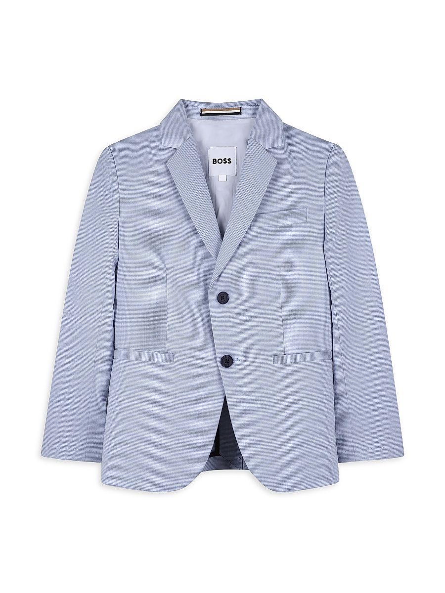 BOSS Boy's Little Boy's & Boy's Ceremony Micro Plaid Jacket - Medium Grey - Size 10