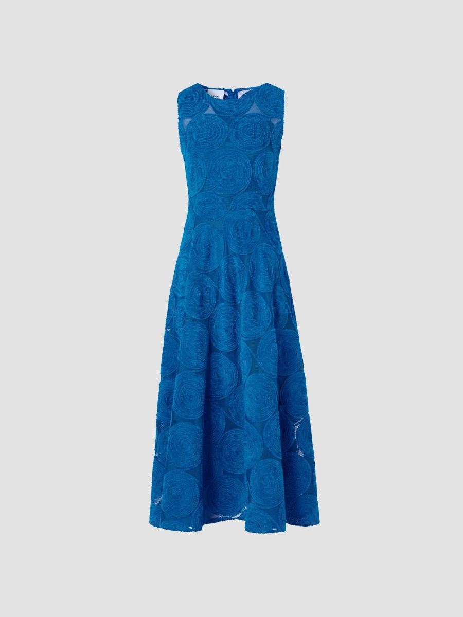 Akris punto Women's Chenille Embroidery Mesh Midi Dress - Uranus - Size 16