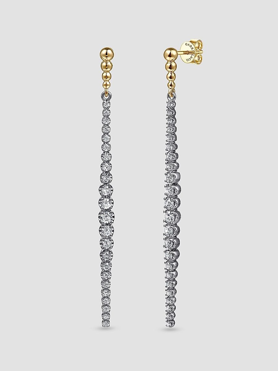 Gabriel & Co Women's Bujukan Two-Tone 14K Gold & 0.75 TCW Diamond Drop Earrings - Yellow Gold