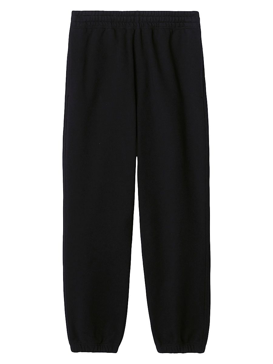Men's Check Label Cotton Jogging Pants - Black - Size Medium