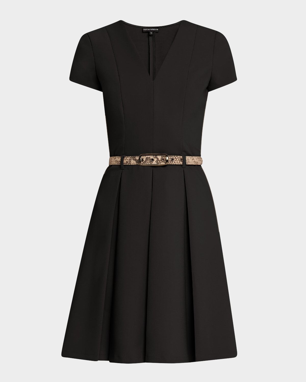 Emma Belted Pleated A-Line Mini Dress