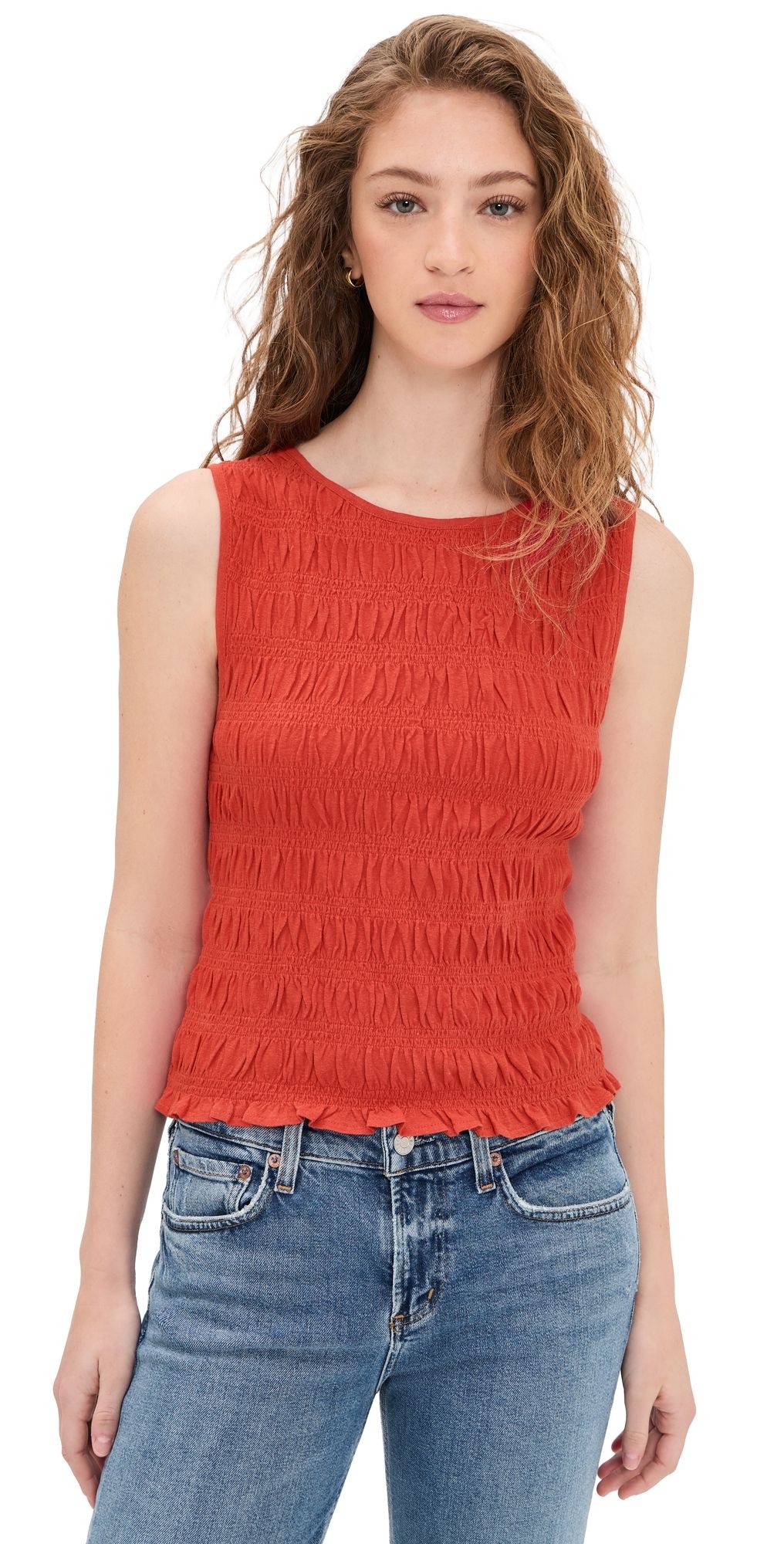 Madewell Sachi Smocked Tank Wild Poppy S