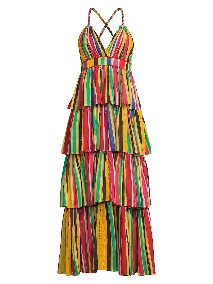 Women's Nevada Striped Cotton Tiered Maxi Dress - Multi Bonfim - Size XL