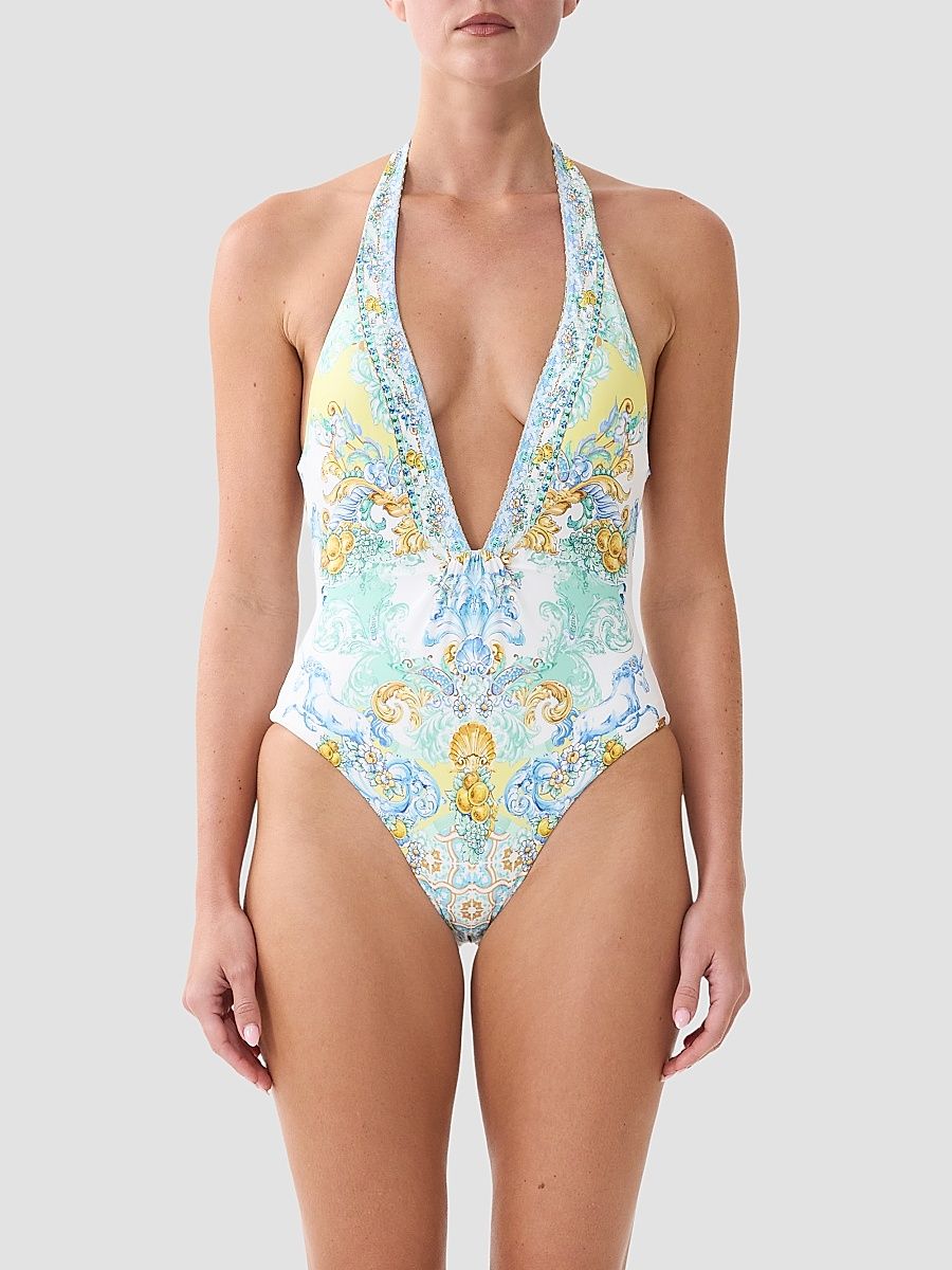 Women's Dial Up The Tile Plunge One-Piece Swimsuit - Dial Up The Tiles - Size XS
