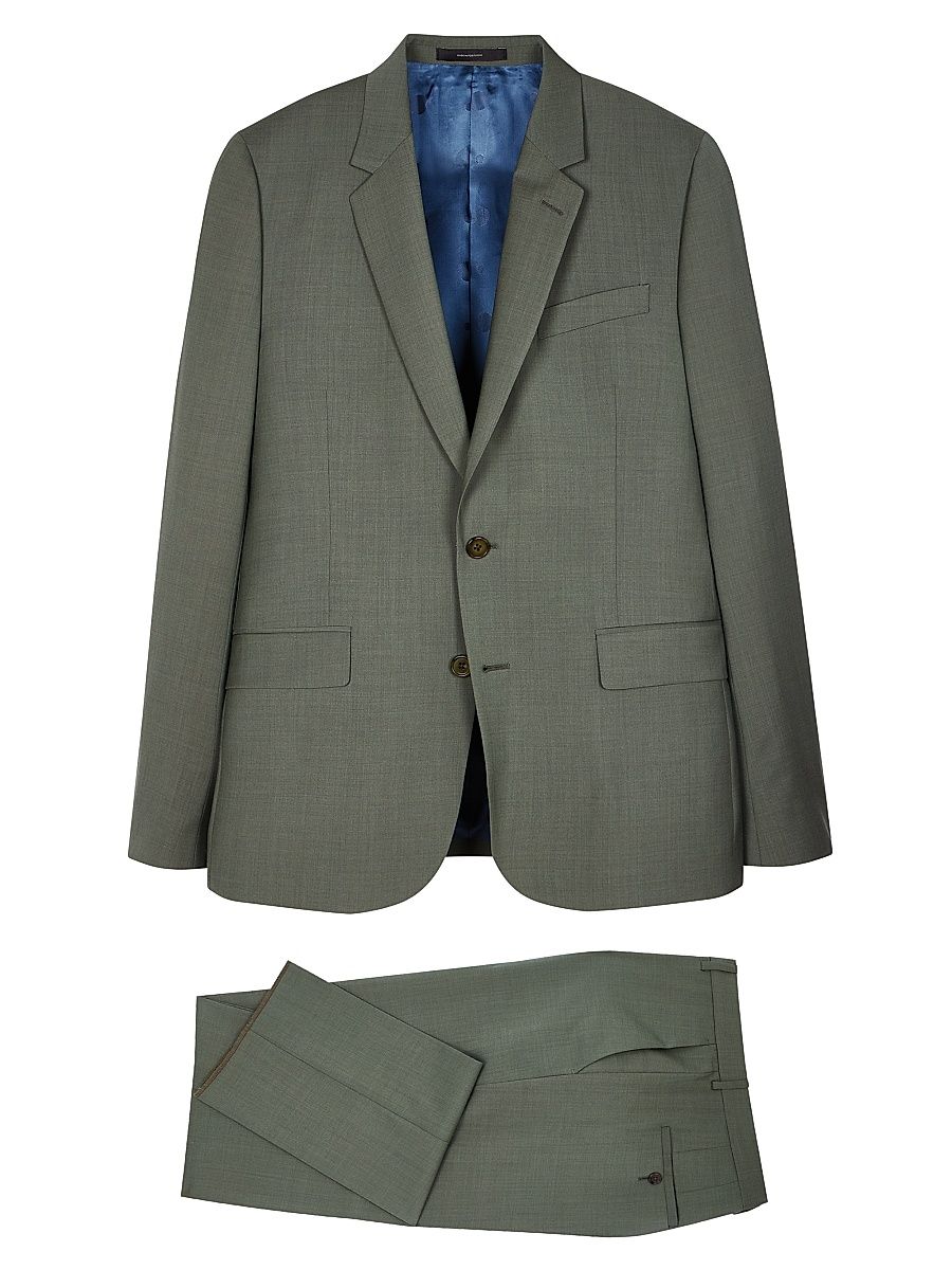 Men's Soho-Fit Wool Two-Button Suit - Petral Green - Size 42