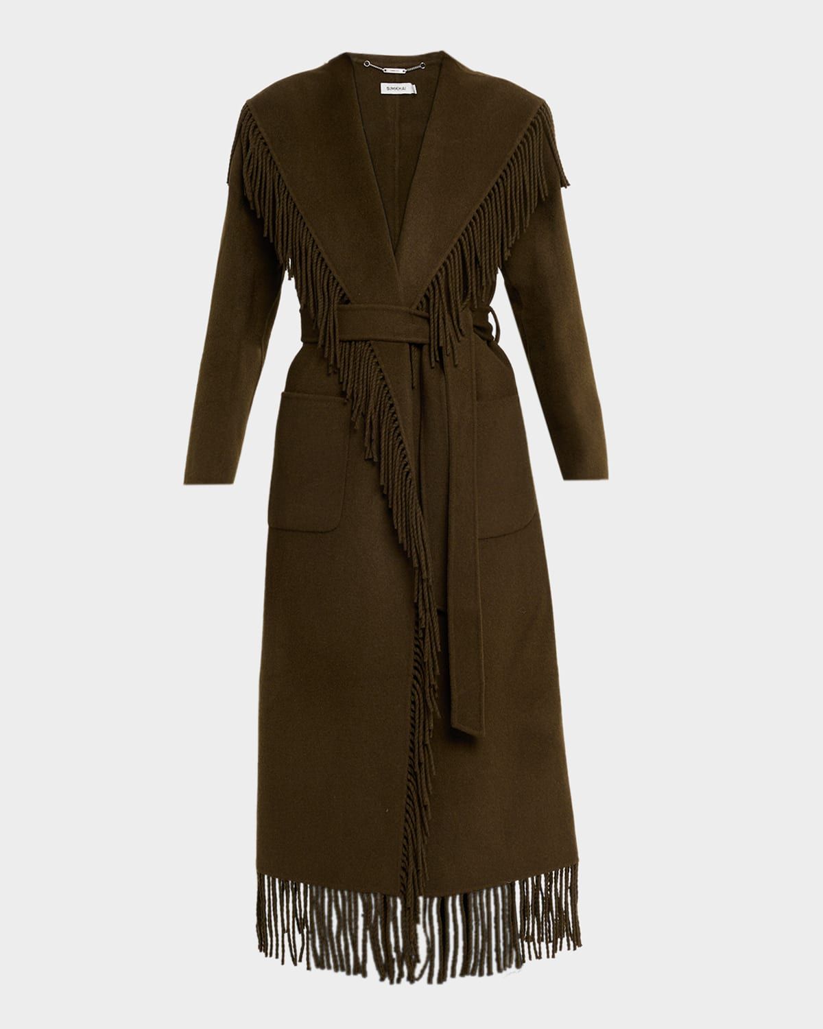 Carrie Fringe Wool Long Coat