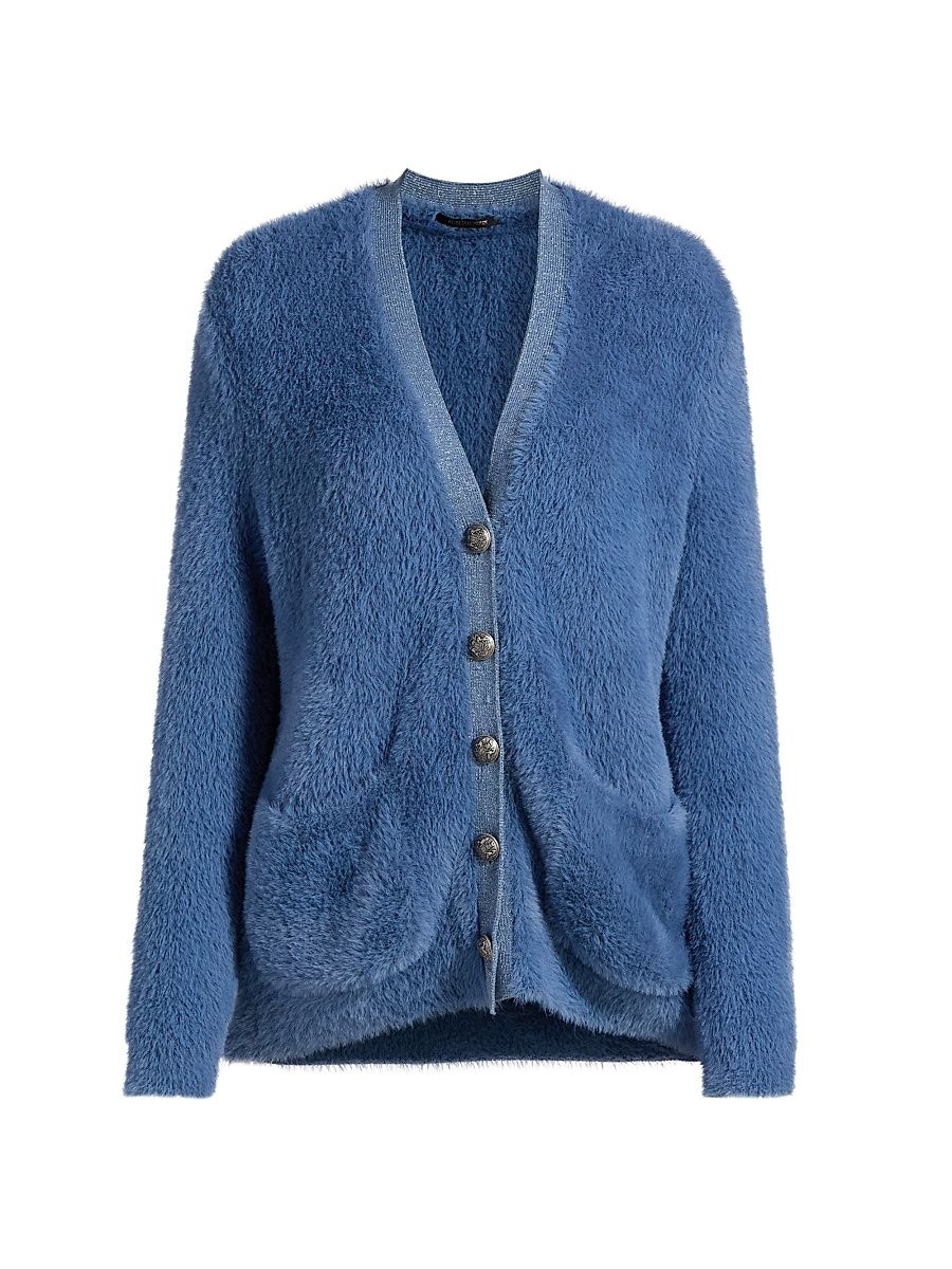 Women's Chambie Faux-Fur Cardigan - Blue - Size XL