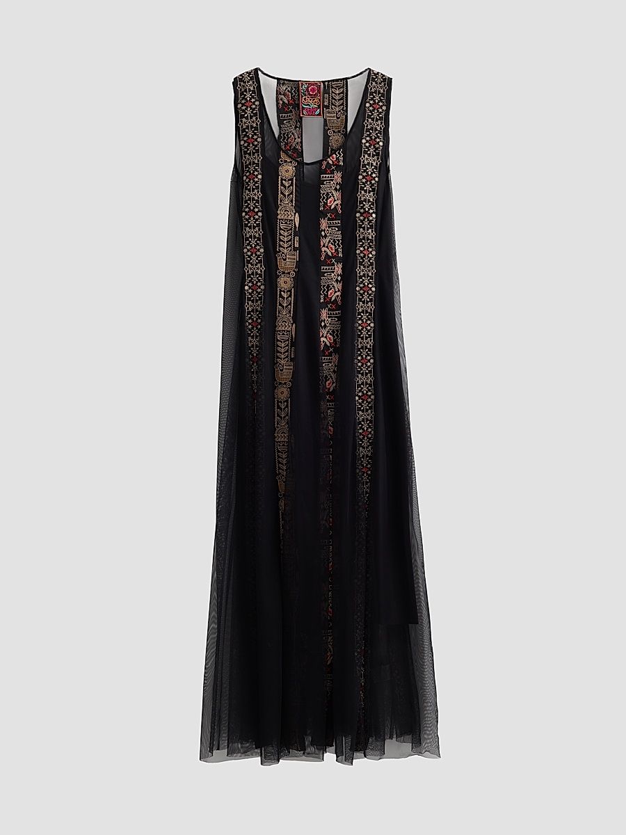 Johnny Was Women's Ilenia Mesh Maxi Slipdress - Black - Size XL