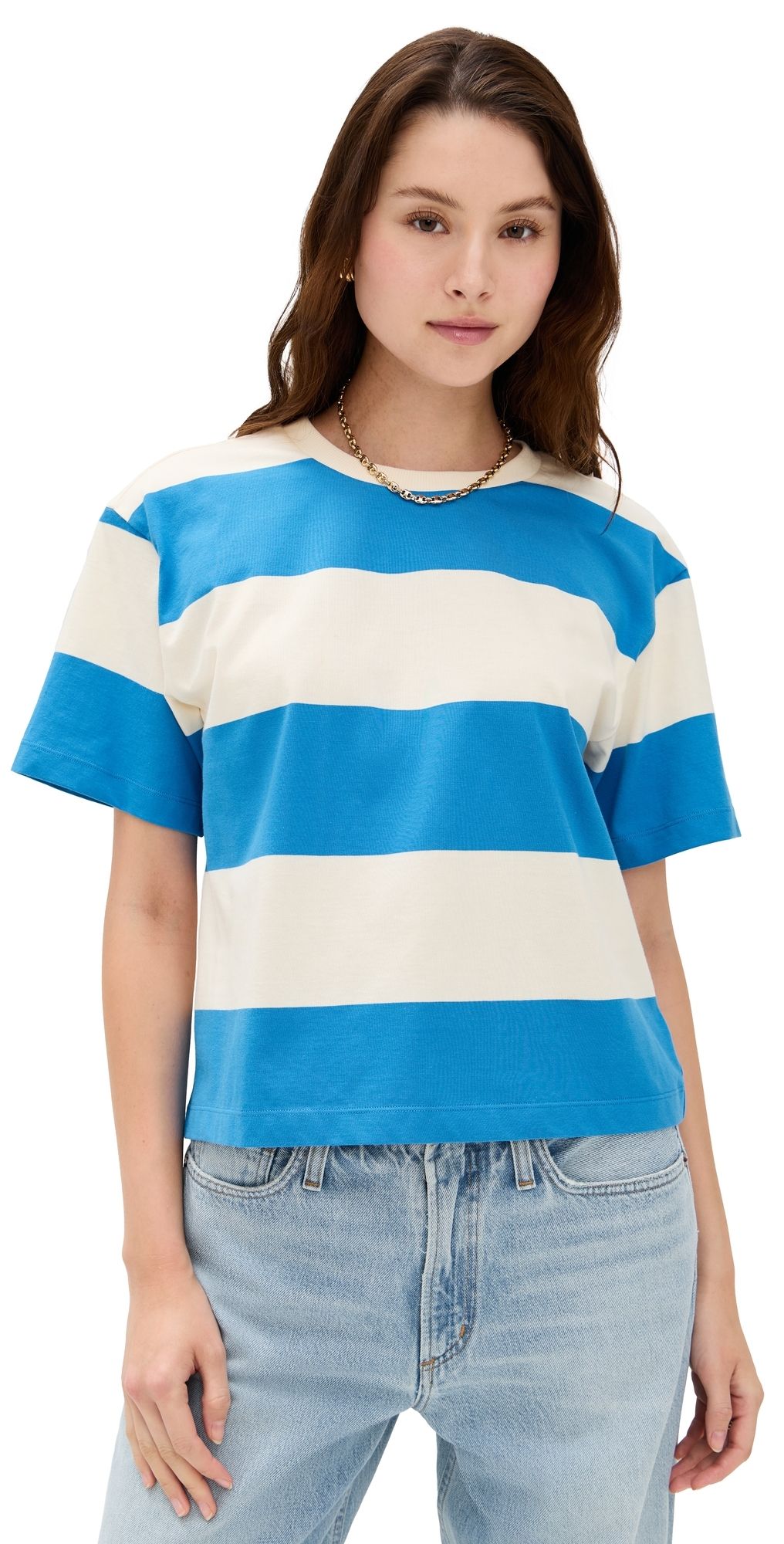 LE BOP Rory Striped Tee Mint Chip XS