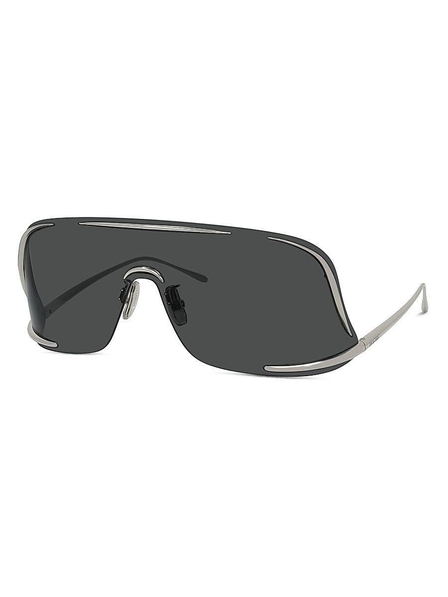 Women's Signature 140MM Shield Sunglasses - Shiny Palladium Smoke