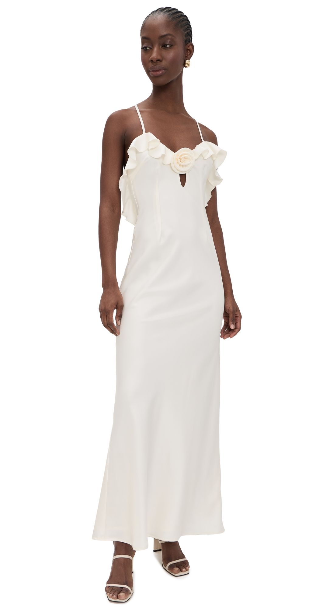 Runaway the Label Avalee Frill Trim Maxi Dress Ivory XS