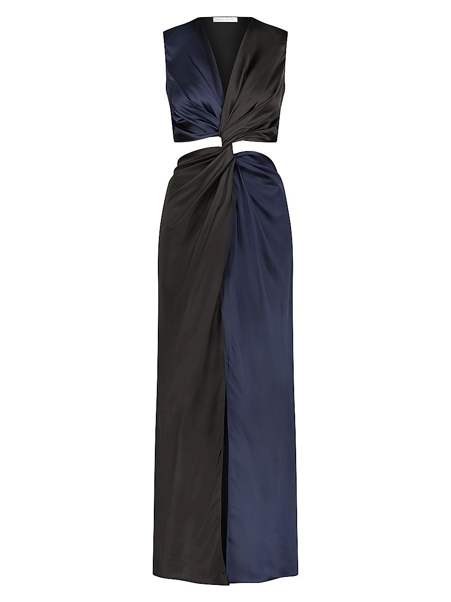 Women's Colorblocked Twist Dress - Black Navy - Size 10