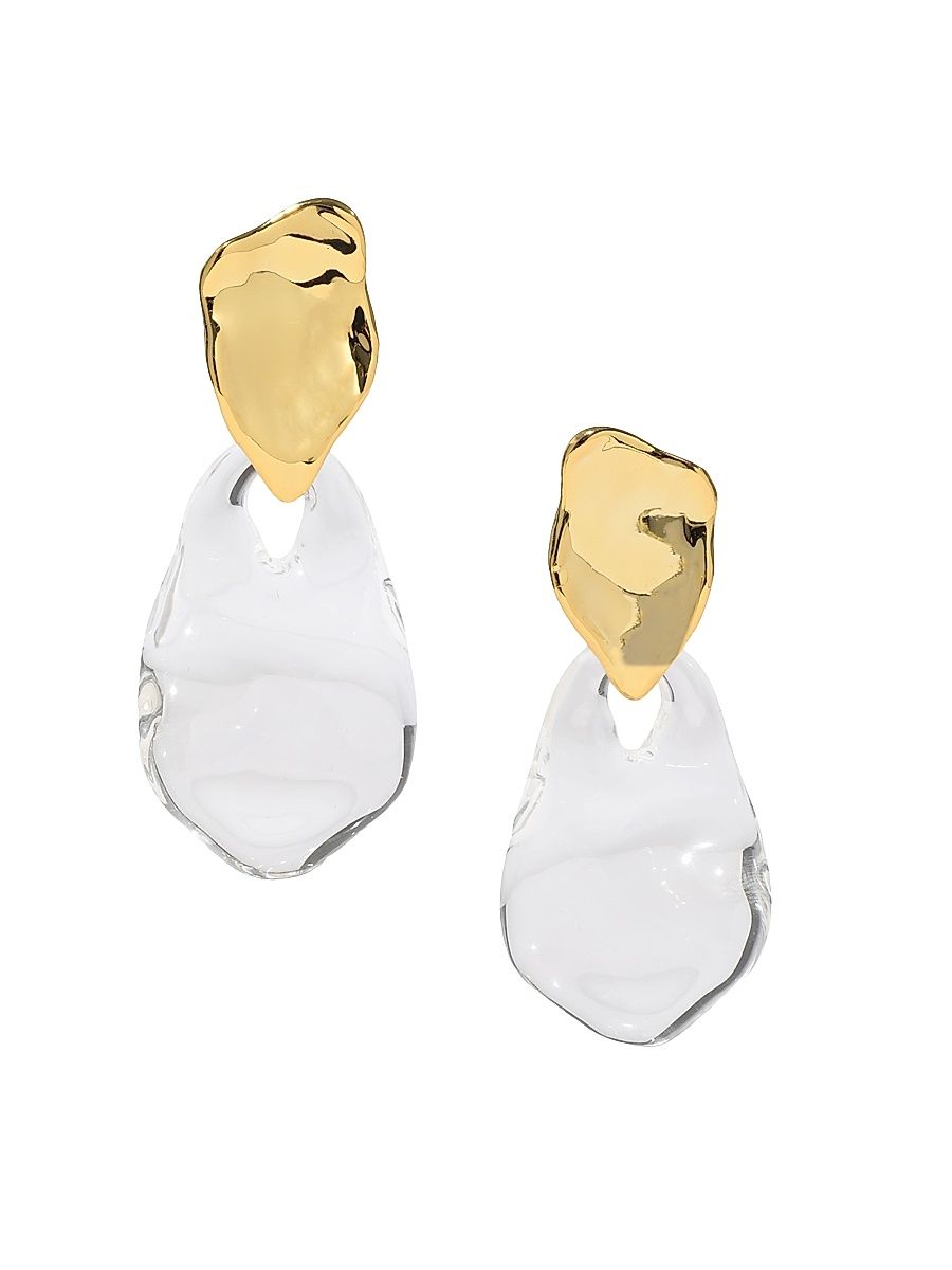 Women's Liquid Lucite Wafer 14K-Gold-Plated Drop Earrings - Gold